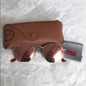 Ray Ban Hexagonal Sunglasses w/ Pink/Copper Lenses